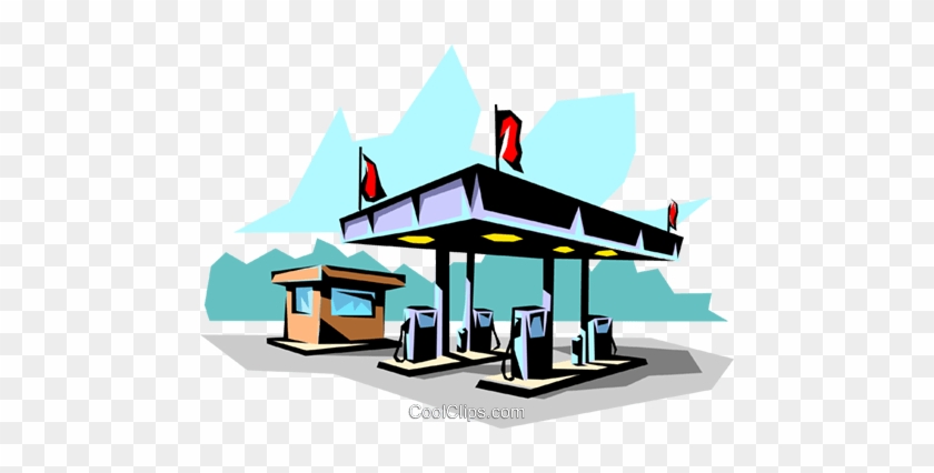 Gas Station Royalty Free Vector Clip Art Illustration - Filling Station Clip Art #1699193