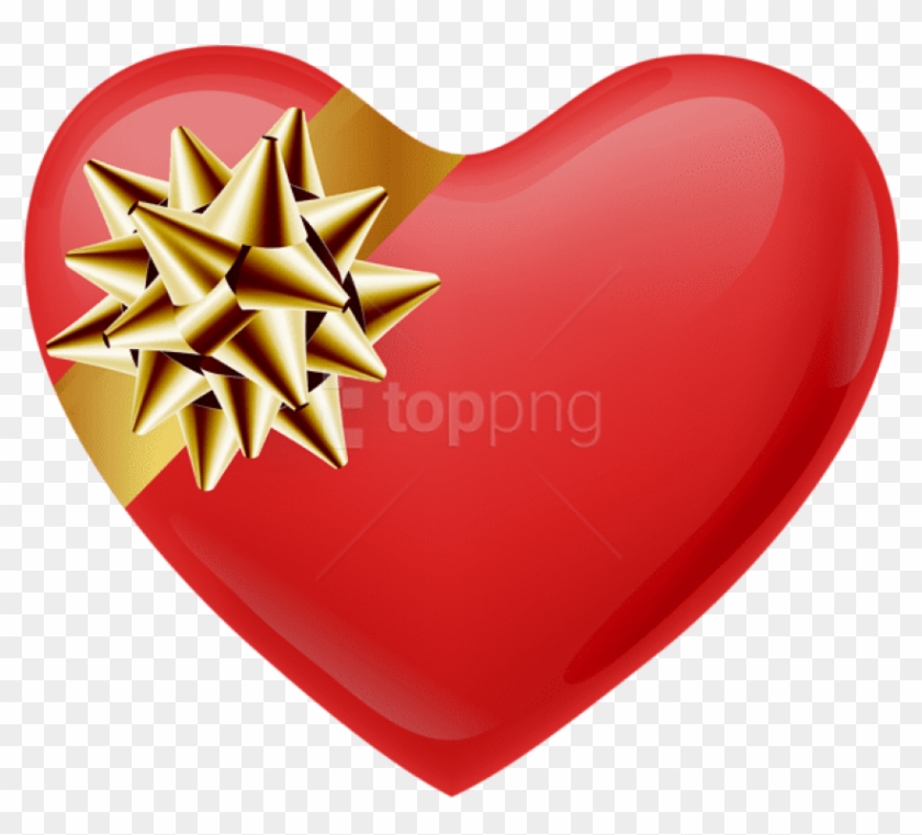 Free Png Heart With Gold Bow Png - Portable Network Graphics #1699203