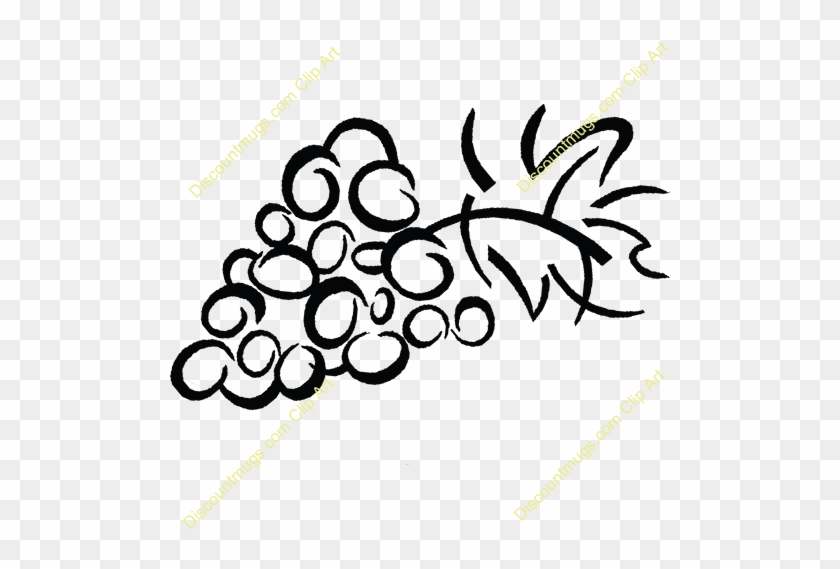 Clipart Of Birds And Grapes - Line Art #1699357