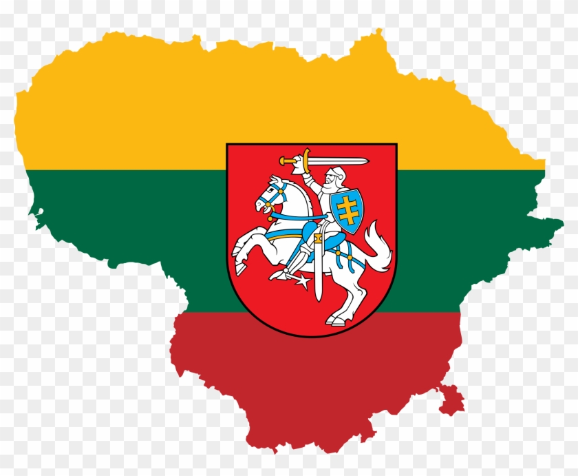 Lithuania Map Flag With Coat Of Arms - Flag Of Lithuania With Coat Of Arms #1699467