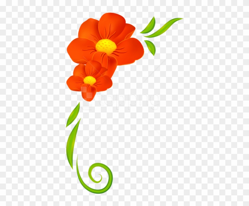 Free Png Download Orange Flower Decor Clipart Png Photo - Flowers Border Clipart Png #1699647