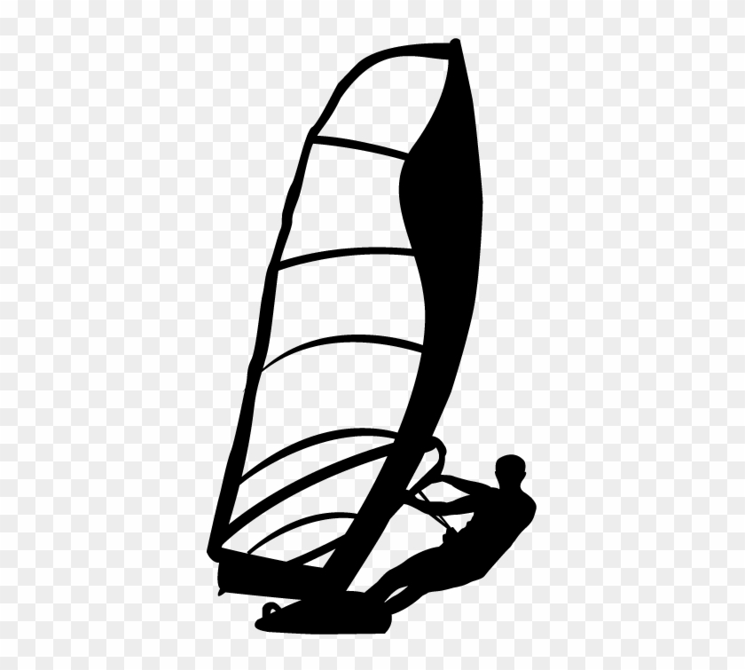 Wind Surfer Silhouette Sticker - Dessin Planche À Voile #1699868