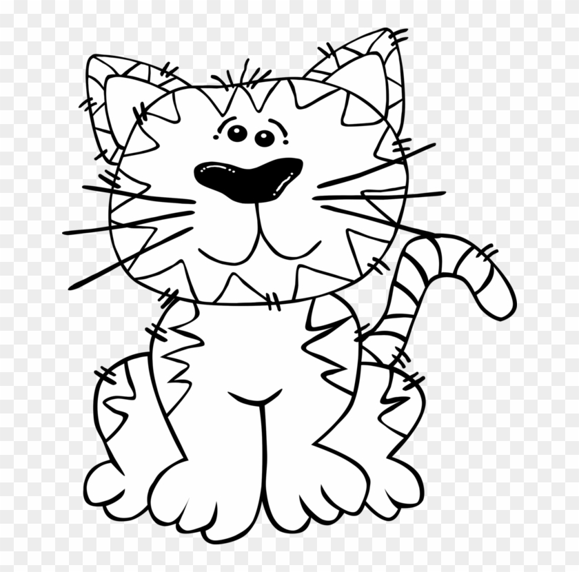 Cat Drawing Download Silhouette Cartoon - Cartoon Cat Clipart Black And White #1700381