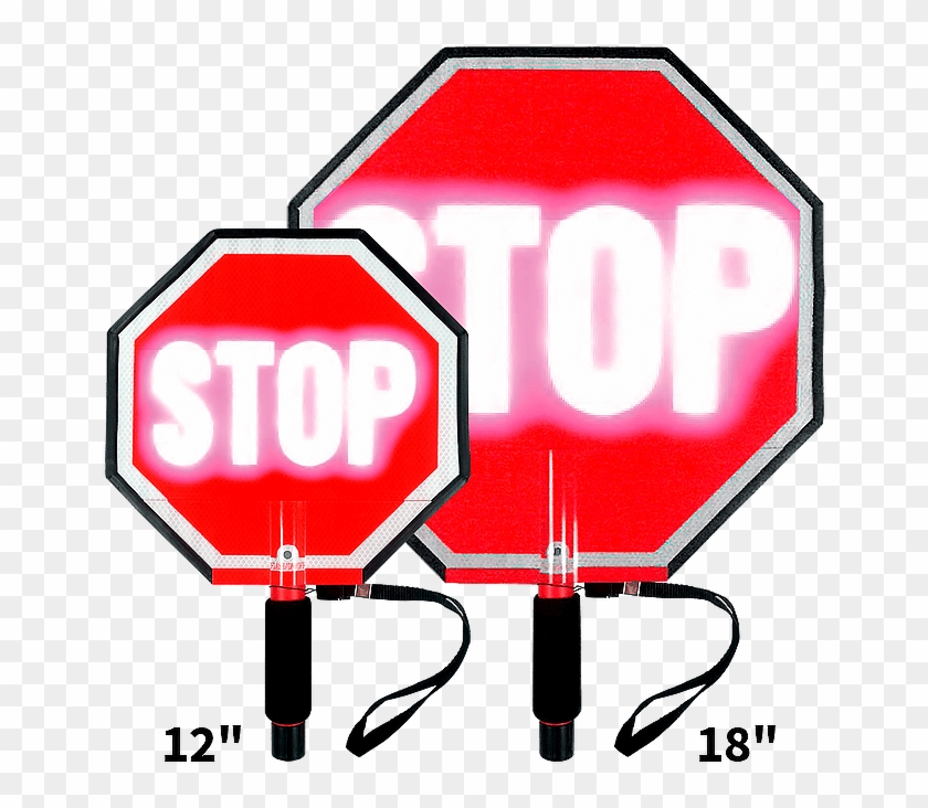 Paddle Stop Stop Flashing Led Hand Held Sign - Led Hand Held Stop Signs #1700441