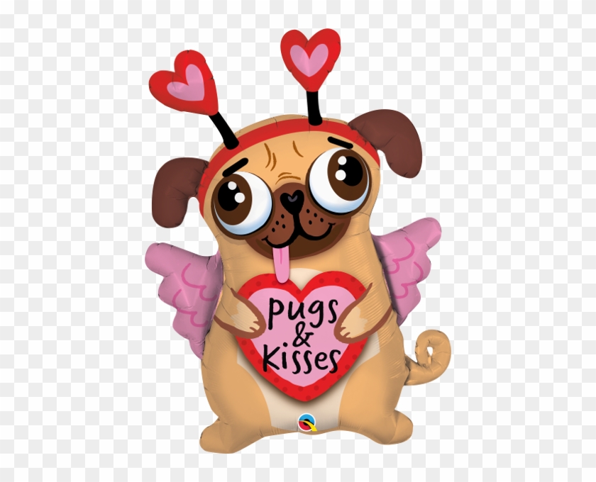 36" Pugs & Kisses Foil Balloon - Mops Valentinstag #1700483