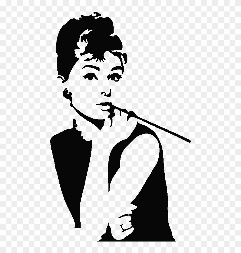 Stickers Muraux Cinéma - Audrey Hepburn Pop Art Black And White #1700532