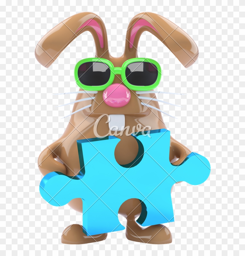 3d Easter Bunny Solves The Puzzle - Bunny Binoculars #1701379