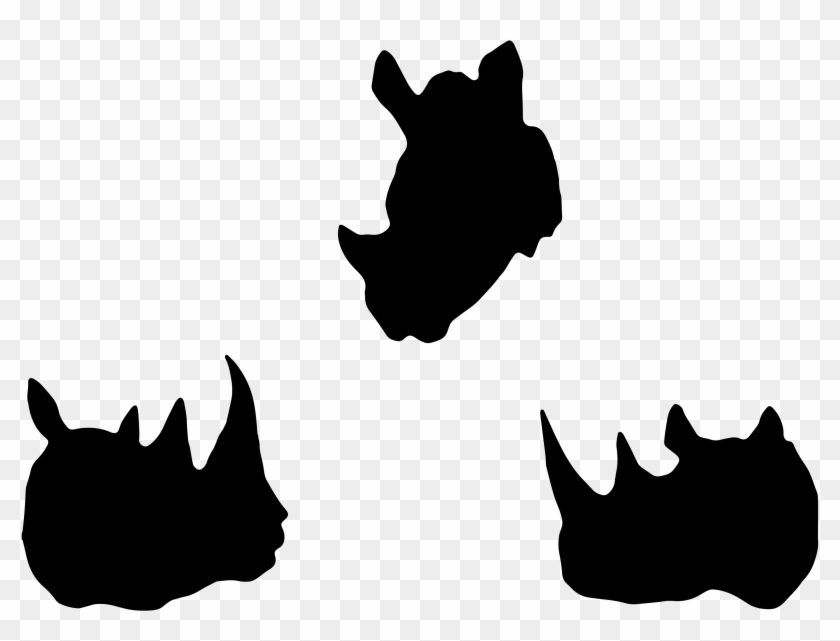 2255 Rhinos Head Free Vintage Clip Art - Silhouette #1701443