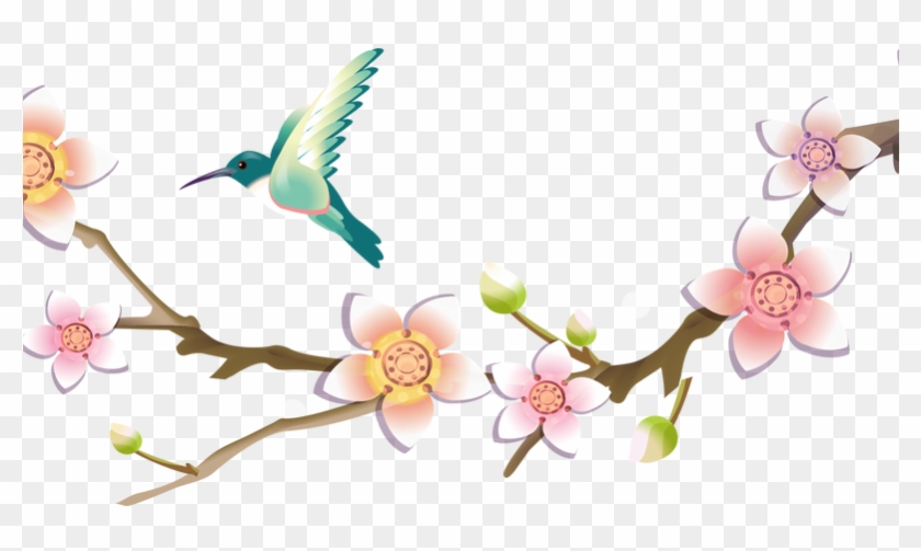 19 Hummingbird Clip Art Free Stock Flower Huge Freebie - Flower Branch With Birds Clipart #1701480