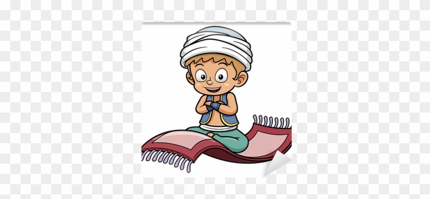 Vector Illustration Of Boy Sitting On Flying Carpet - Fliegender Teppich Clipart #1701487