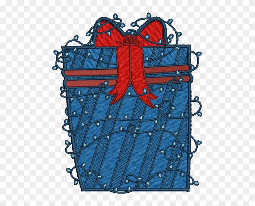 Blue Christmas Gift Box With Lights - Illustration #1701539