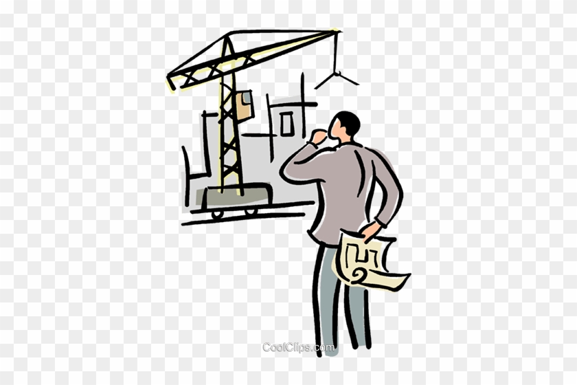 Man With Blueprints Royalty Free Vector Clip Art Illustration - Clip Art Construção Civil #1701597