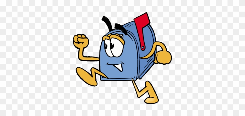 Clipart Picture Of A Blue Postal Mailbox Cartoon Character - Mail Running #1701807