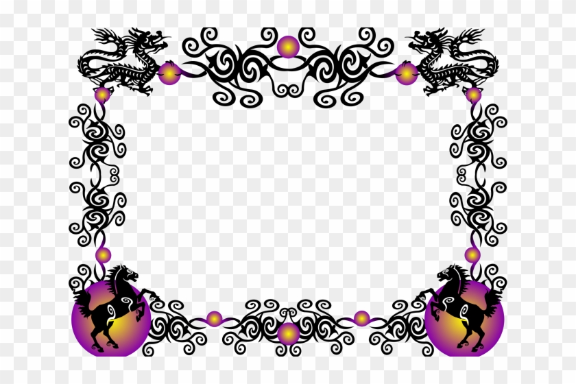 Border Clipart Horse - Chinese Dragon Frame Png #1701898