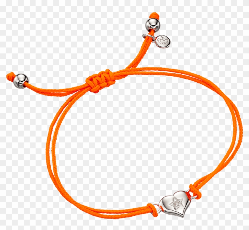 Kati Diamond Heart Orange Cord Bracelet - Kati Diamond Heart Orange Cord Bracelet #1701953