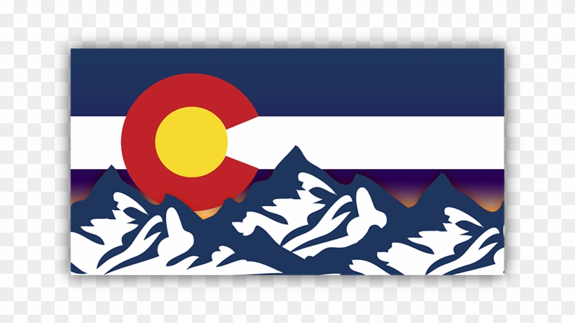 Colorado Flag Mountains Sunset Bumper Sticker - Colorado Flag Mountains Sunset Bumper Sticker #1702409