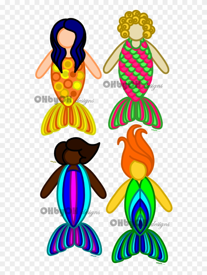 Naive Folk Art Mermaids In Color - Naive Folk Art Mermaids In Color #1702925