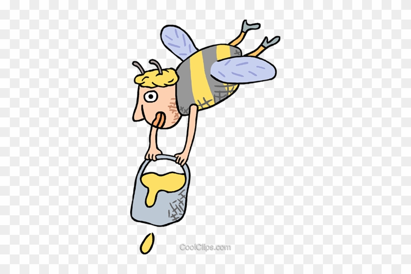 Bee Person With Honey Royalty Free Vector Clip Art - Bee Person With Honey Royalty Free Vector Clip Art #1703042