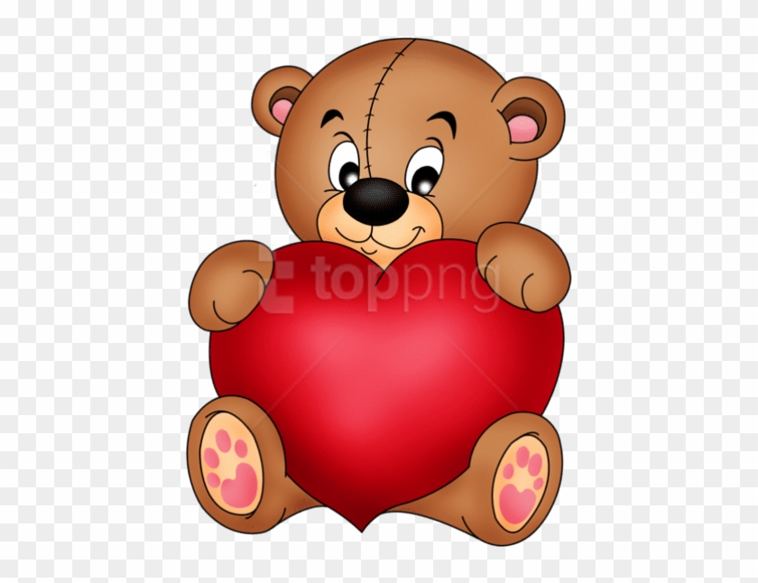 Brown Teddy With Red Heart Png - Cute Teddy Bears With Hearts #1703277