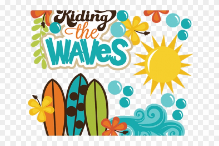 Surfboard Clipart Wave - Riding The Waves Clipart #1703831
