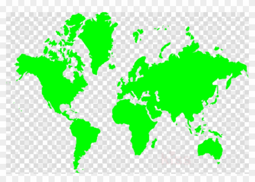 Lime Green World Map Clipart World Map - World Map Ppt Png #1704348