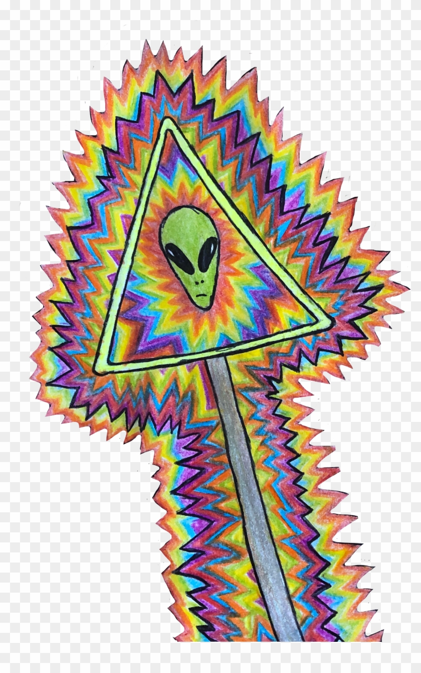 Trippy Tumblr Alien Aesthetic Red Orange Yellow Green - Illustration #1704660