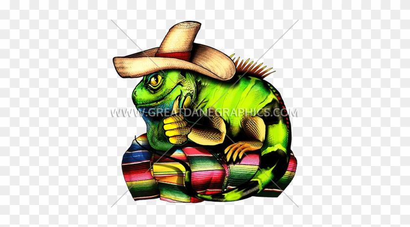 Sombrero Iguana Production Ready Artwork For T-shirt - Iguana Con Sombrero #1704714