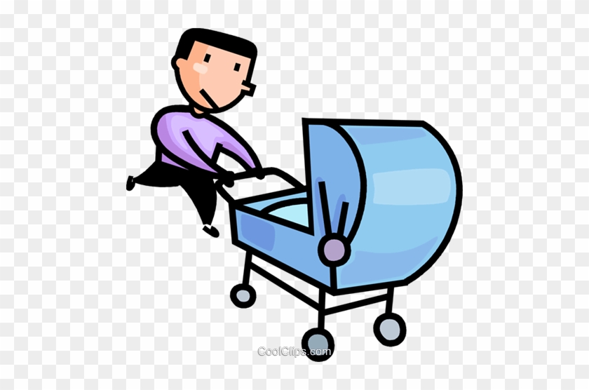 Father Pushing A Stroller Royalty Free Vector Clip - Father Pushing A Stroller Royalty Free Vector Clip #1704759
