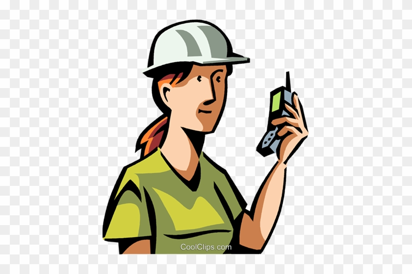 Worker Answering Her Cell Phone Royalty Free Vector - Worker Answering Her Cell Phone Royalty Free Vector #1705188