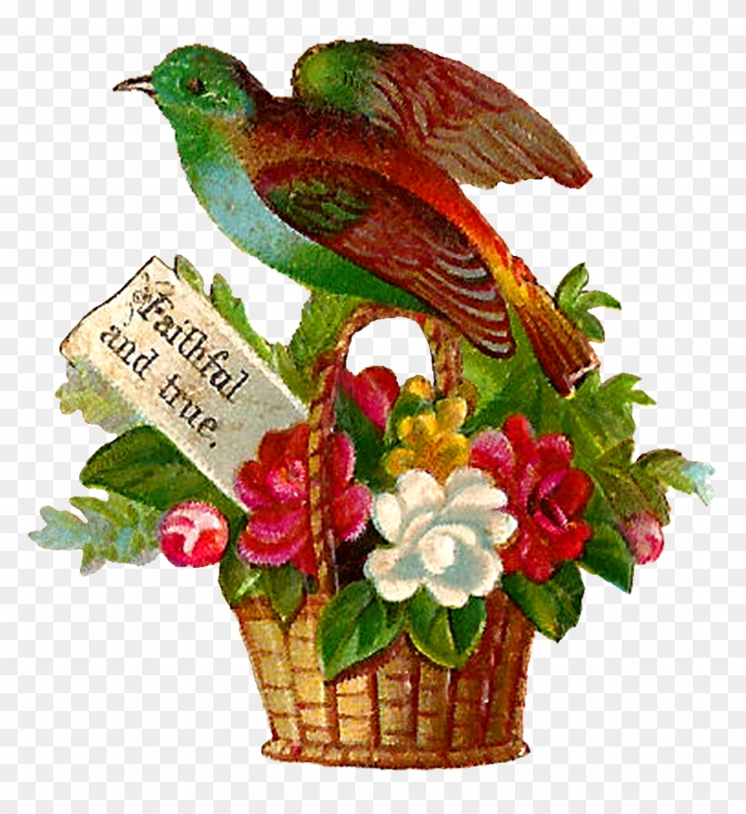 Each Little Bird Perched On The Flower Baskets Are - Illustration #1705257