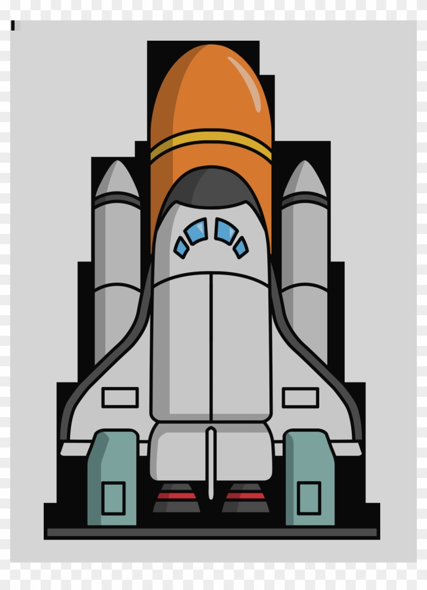Free Clip Art Of A Cute Red Retro Space Rocket Preparing - Space Shuttle Clipart Png #1705299
