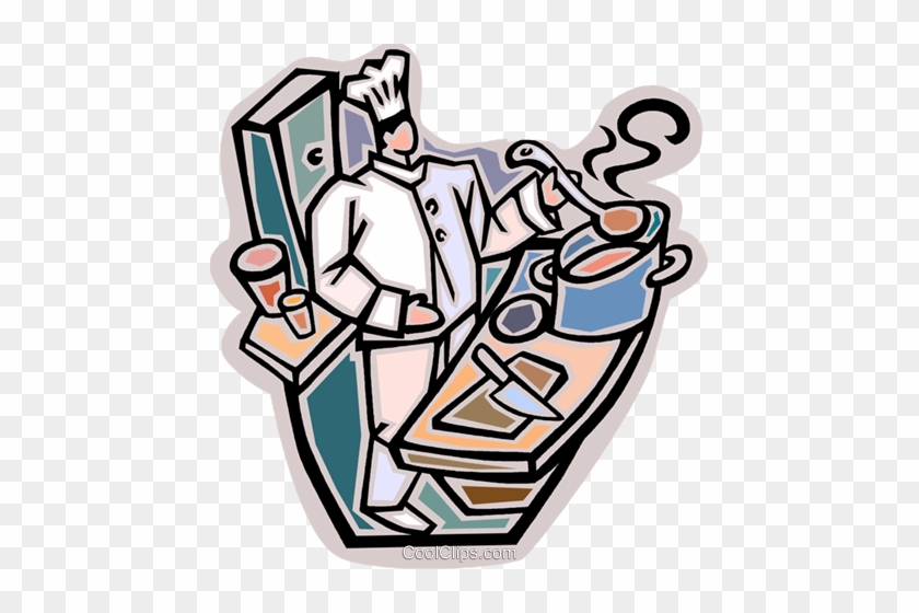 Chef Preparing For Dinner Rush Royalty Free Vector - Preparing Food Clipart #1705300