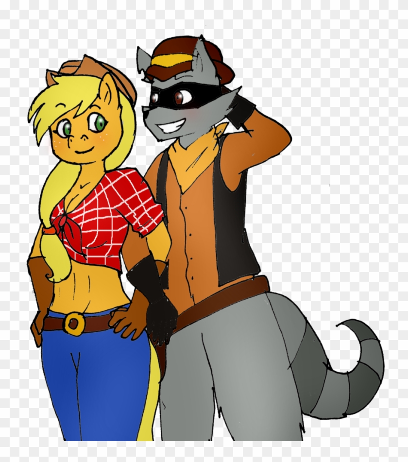 Anthro, Applejack, Artist - Sly Cooper Crossover Kiss #1705561