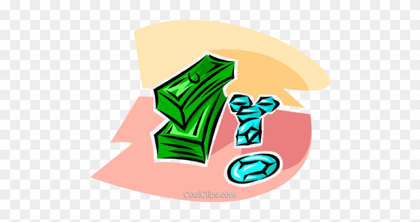 Stacks Of Dollars And Precious Gemstones Royalty Free - Illustration #1705847