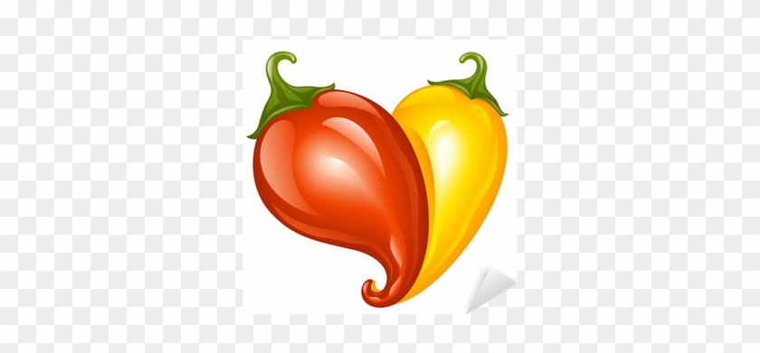 Vector Hot Chilli Pepper In The Shape Of Heart Sticker - Chilli #1705939