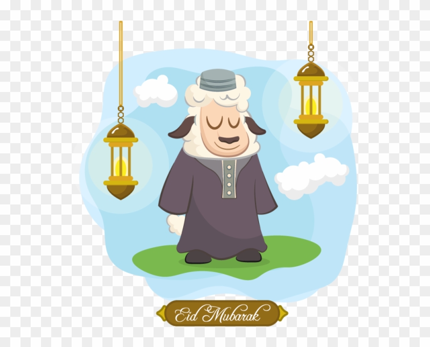 Muslim Community Festival Of Eid Mubarak With Sheep - Illustration #1705966