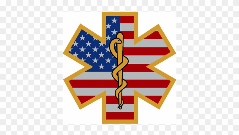 Decal Star Of Life Usa Flag With Gold Board Border - Flag Star Of Life #1706149