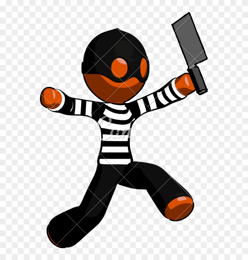 Orange Thief Man Psycho Running With Meat Cleaver - Orange Thief Man Psycho Running With Meat Cleaver #1706168