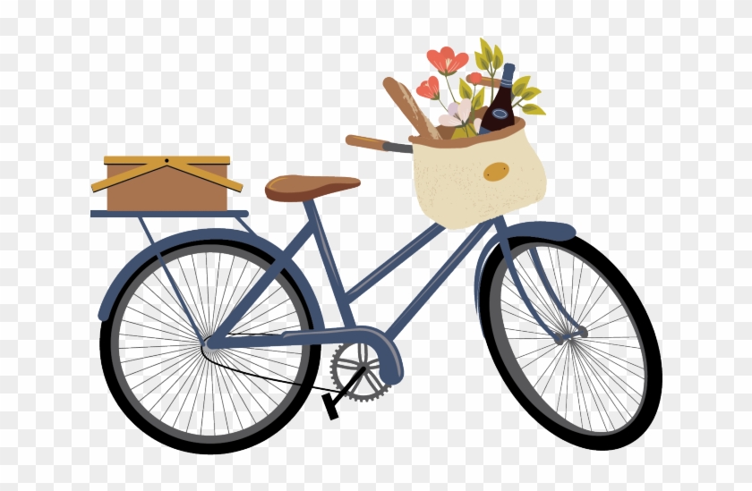 Bicycle Clipart Basket - Bike With Flower Basket Png #1706281