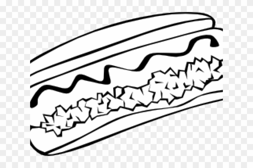 Hot Dog Clipart Free Vector - Junk Food Line Drawing #1706838