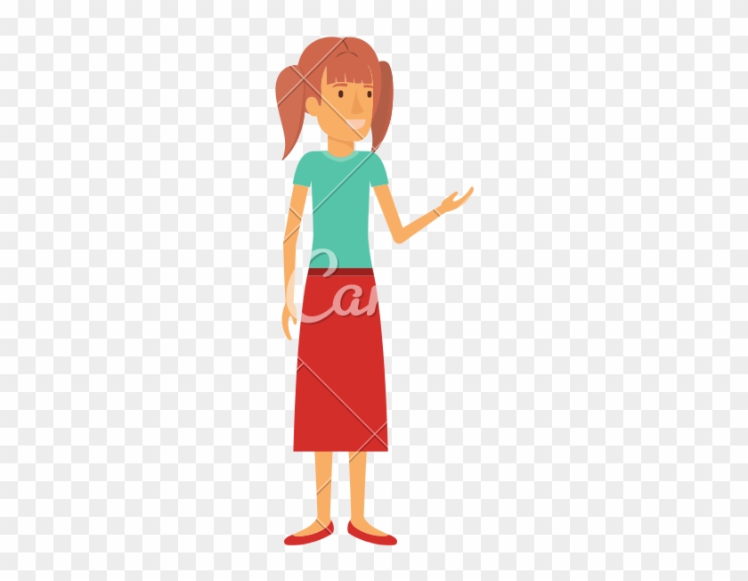 Woman In Dress Standing - Cartoon #1707026
