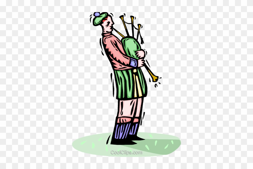 Man Playing The Bagpipes Royalty Free Vector Clip Art - Man Playing The Bagpipes Royalty Free Vector Clip Art #1707128