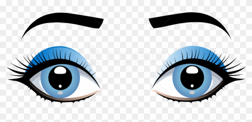 Download Blue Female Eyes With Eyebrows Clipart Png - Female Transparent Cartoon Eyes #1707468
