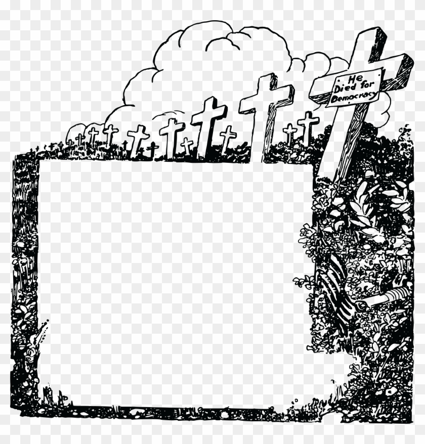 Free Clipart Of A Black And White Cemetery Of Soldiers - Soldier Png Frames #259603