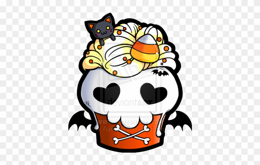 Halloween Skull Cupcake By Yampuff - Halloween Cupcake Tattoo #259636