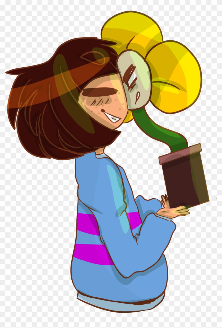 Frisk And Sata I Mean Flowey By Chillgoat-d9i9y8r - Frisk And Flowey Png #260985