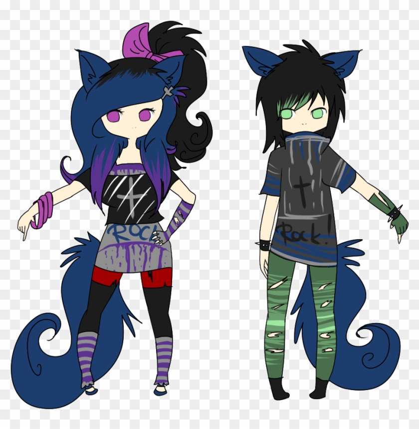 Closed Wolf Punk Girl And Boy ~ Draw To Adopt By Lunax3adoptables - Wolf Drawing Anime Girl #261033