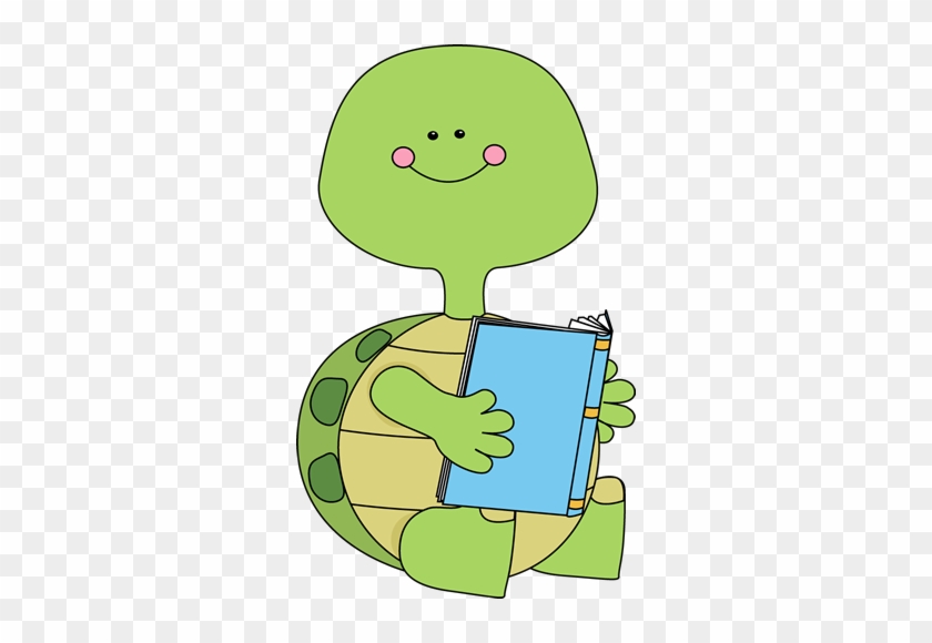 Animals Reading Books Clipart - Turtle Reading Clipart #261165