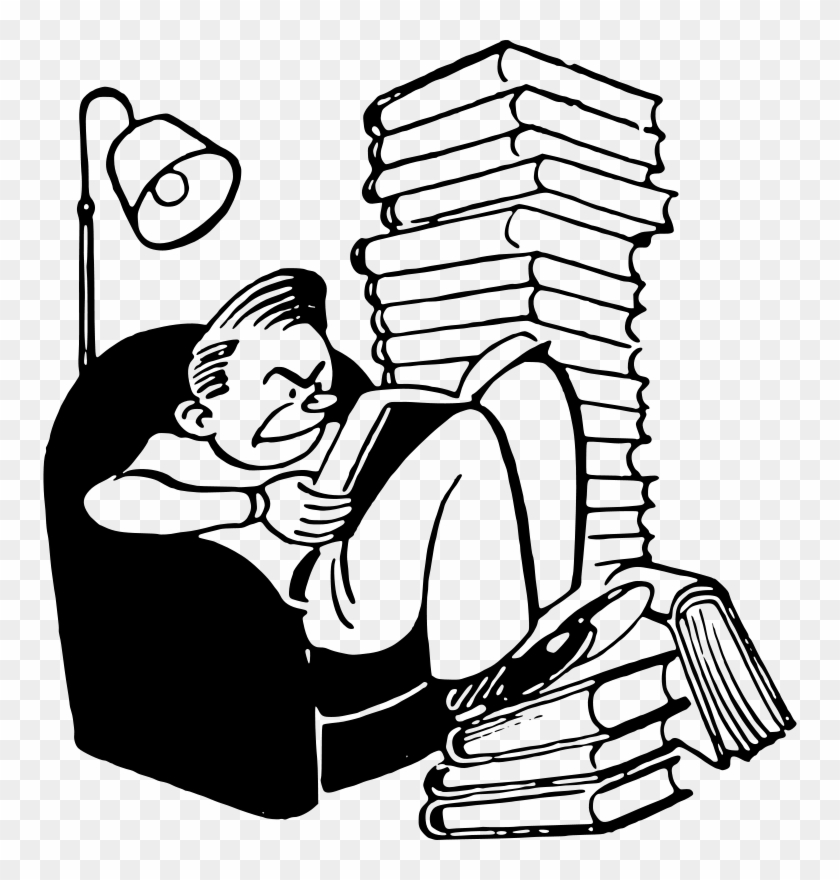 Reading Free Student With Books - Too Much Homework Clipart #261184