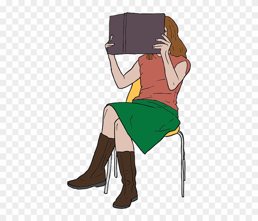 Female, Woman, Girl, Reading, Book - Girl Reading Clip Art #261252